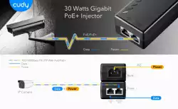 PoE инжектор Cudy POE200, Gigabit PoE+/PoE, 30W, 1 x 10/100/1000Mbps