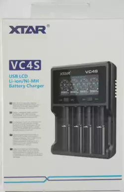 Зарядно у-во XTAR VC4SL, 4 гнезда, LCD дисплей, USB, LiIon & NIMH, 18650, CR123, AA, AAA