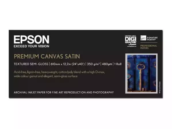 EPSON PremierArt Water Resistant Canvas Glossy Roll A1 61.0cm x 12.2m 350g/m2 canvas paper