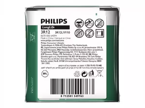 PHILIPS battery longlife 3r12 4.5V 1TK/PK