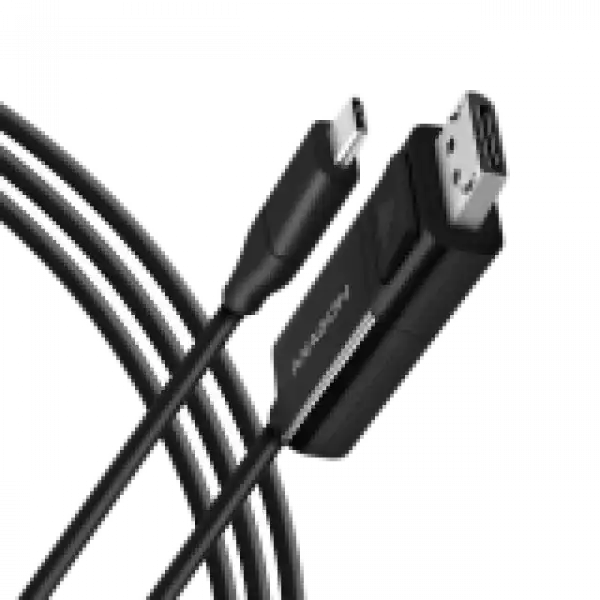 Active USB-C -> DisplayPort cable - adapter AXAGON RVC-DPC for connecting a DisplayPort monitor/TV/projector to a notebook or mobile phone using USB type C connector.