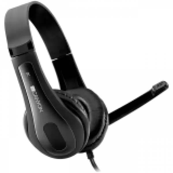 CANYON HSC-1, basic PC headset with microphone, combined 3.5mm plug, leather pads, Flat cable length 2.0m, 160*60*160mm, 0.13kg, Black