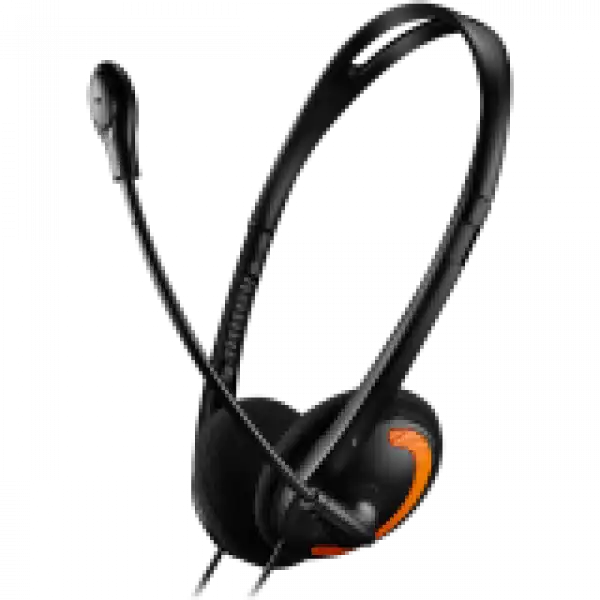 CANYON PC headset with microphone, volume control and adjustable headband, cable 1.8M, Black/Orange