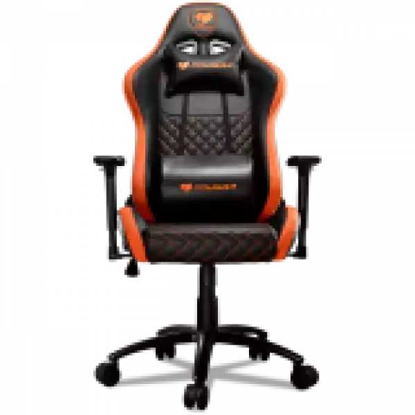 COUGAR Armor Pro Orange, Full Steel Frame, Breathable PVC Leather, Diamond Check Pattern Design, Micro Suede-Like Texture, Head and Lumbar Pillow, Mid Size, 3D Arm Rest Directions, Class 4 Gas Lift Cylinder, Orange / Black, 120 kg Weight Limit