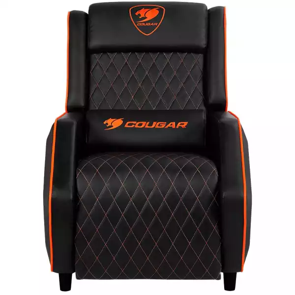 COUGAR Ranger - Orange, Gaming Sofa, Headrest & Lumbar Design, Breathable Premium PVC Leather, Diamond Check Pattern Design, Recliner system 95°~160°, Weight Capacity 160 kg, Product Weight 32.5kg