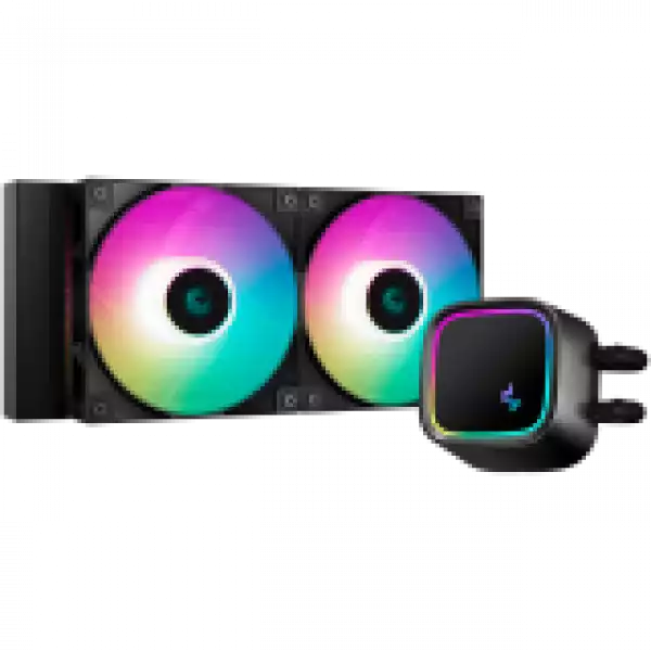 DeepCool LE520, 240mm CPU Liquid Cooler, 2x120mm ARGB PWM Fans, Anti-Leak Technology, ARGB Pump Top, Black, LGA 1700/1200/115x, AMD AM5/AM4, 3Y, R-LE520-BKAMMN-G-1