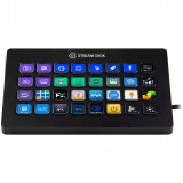 Elgato Stream Deck XL, Studio-Level Control, Time-Saving Integrations, expanded 8x4 grid w/32 LCD keys, Non-Slip Magnetic, Elgato Capture, OBS, Streamlabs, Twitch, YouTube, Twitter, Mixer, Spotify, Philips Hue, NVIDIA, Premiere Pro Icon Pack