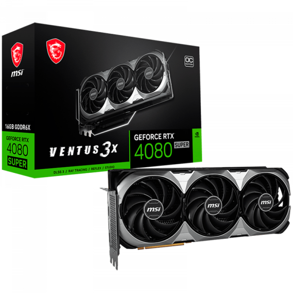 MSI Video Card Nvidia GeForce RTX 4080 SUPER 16G VENTUS 3X OC, 16GB GDDR6X/256bit, PCI Express Gen 4, 2xDP, 2x HDMI, RECOMMENDED PSU 750W