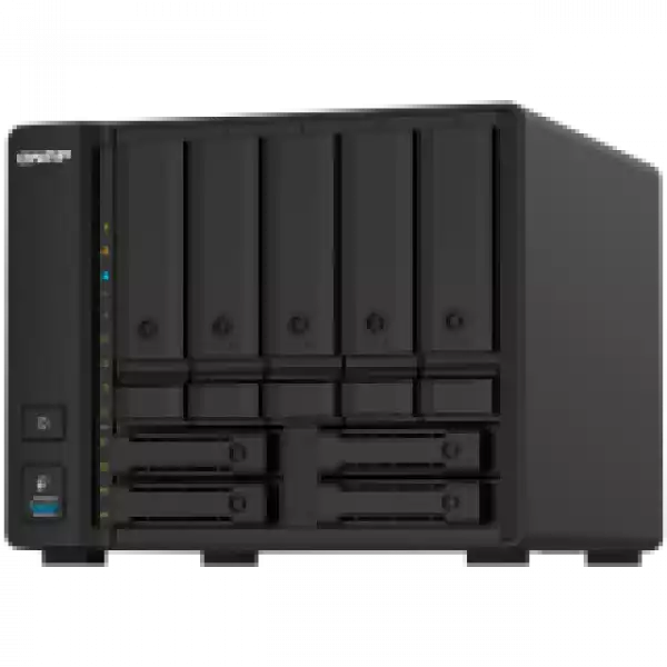 QNAP  9-Bay NAS, AL324 64-bit quad-core 1.7GHz, 4GB DDR4 SODIMM RAM  2 x 10GbE SFP+ LAN, 2 x 2.5GbE (2.5G/1G) LAN, 3 x USB 3.2 Gen1, hardware encryption