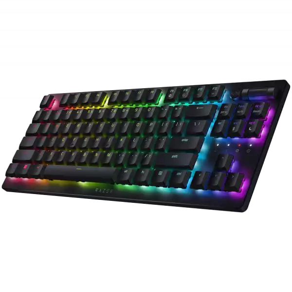 Razer DeathStalker V2 Pro Tenkeyless - Linear Optical Switch - US - Black, Gaming Keyboard, Razer™ Low-Profile Optical Switches (Linear),  RGB Chroma, Top-Class Connectivity, Ultra-Long 50-hour Battery Life, Fully programmable keys with on-the-fly macro recording, 70 million keystroke lifespan, 5052 Aluminium Alloy Top Case