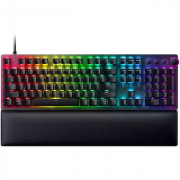 Razer Huntsman V2, Optical Gaming Keyboard (Linear Red Switch), US Layout, Doubleshot PBT Keycaps, Sound Dampening Foam, Razer Chroma™ RGB, Up to 8000Hz polling rate, Aluminum matte top plate