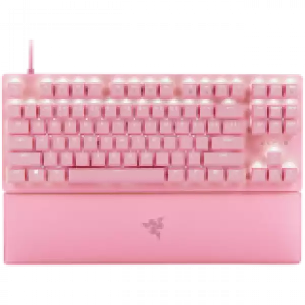 Razer Huntsman V2 Tenkeyless Pink, Optical Gaming Keyboard (Linear Optical Switches Gen-2), US Layout, Doubleshot PBT Keycaps, Sound Dampening Foam, Razer Chroma™ RGB, Up to 8000Hz polling rate, Aluminum matte top plate