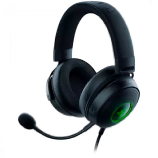 Razer Kraken V3 HyperSense, Gaming Headset, TriForce Titanium 50mm Drivers, Razer HyperSense Haptic Technology, THX Spatial Audio, Oval Ear Cushions, Detachable HyperClear Cardioid, USB-A, On-earcup audio controls