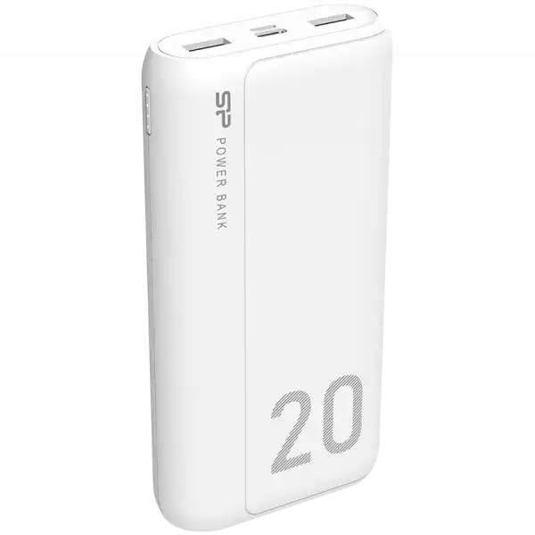 Silicon Power GS15 20.000mAh PowerBank > 500 charging cycles Plastic, Dual input Micro-B & Type-C, Dual USB output 2.1A, 20000mAh, Li-polymer, White, EAN: 4713436140245