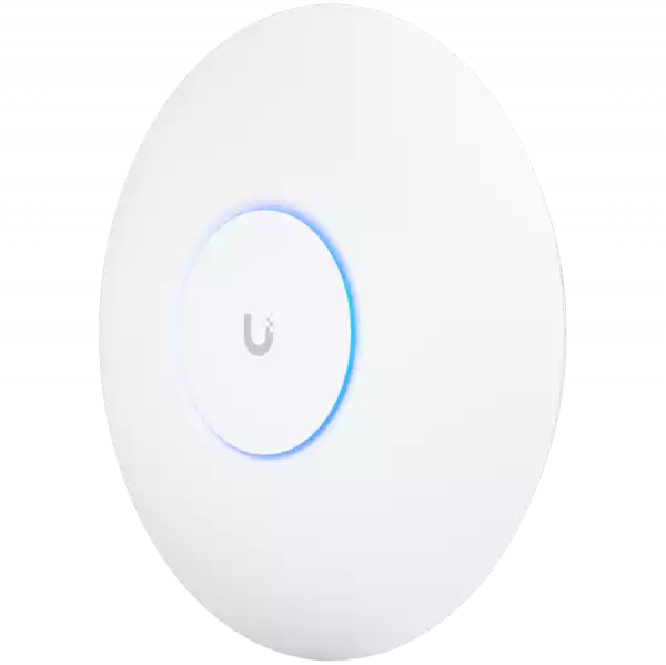 UBIQUITI U6 Pro; WiFi 6; 6 spatial streams; 140 m² (1,500 ft²) coverage; 350+ connected devices; Powered using PoE; GbE uplink.