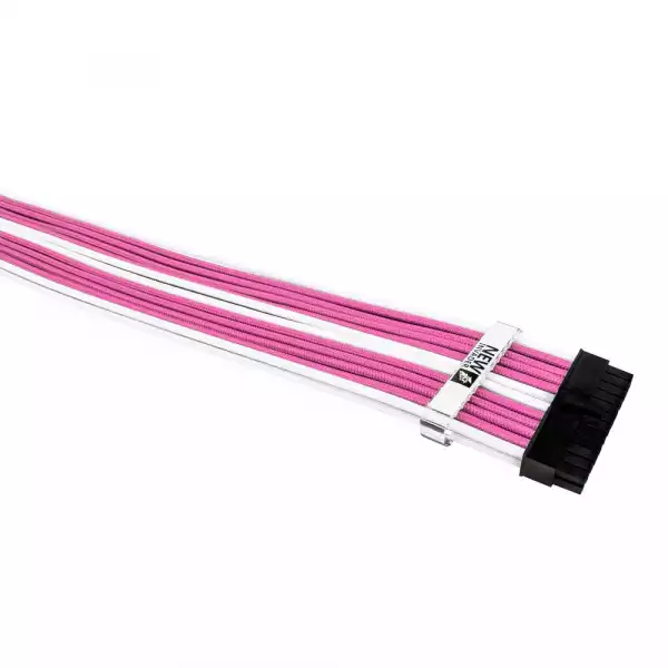 1stPlayer комплект удължителни кабели Custom Modding Cable Kit Pink/White - ATX24P, EPS, PCI-e - PKW-001