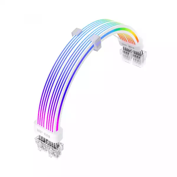 1stPlayer удължителен кабел Extension Modding Cable PCIe 6+2PIN Addressable RGB White - NC2-8P-WH