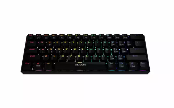 Gamdias геймърска клавиатура Gaming Keyboard Mechanical - HERMES E3 RGB - Black, 61 keys, 1000Hz