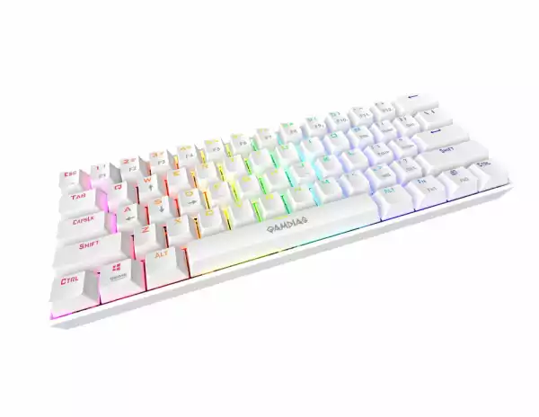 Gamdias геймърска клавиатура Gaming Keyboard Mechanical - HERMES E3 RGB - White, 61 keys, 1000Hz