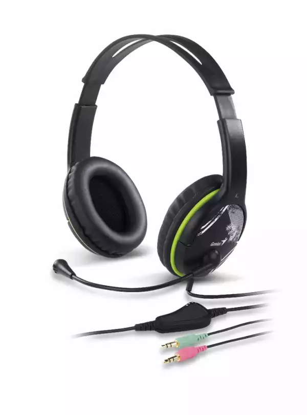 Genius слушалки с микрофон Headset HS-400A - 3.5 mm, Mic, Black/Green