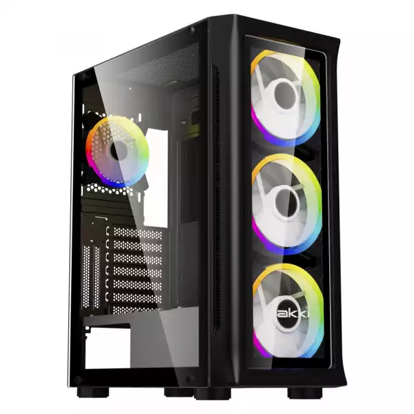 Makki кутия за компютър Case E-ATX M09 aRGB Black - Remote/4 Fans