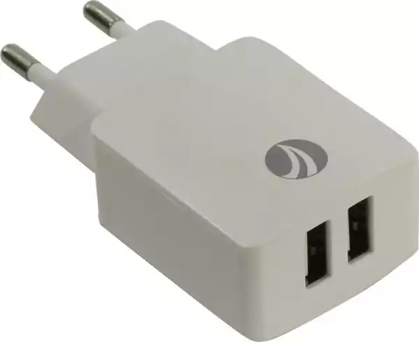 VCom бяло зарядно за стена Charger AC / 2A 2xUSB White - M013