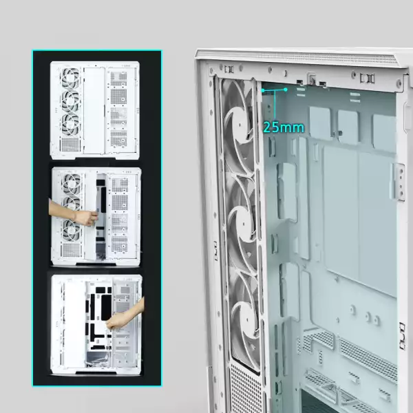 Zalman кутия Case ATX - P50 DS White - Digital Display, Addressable RGB