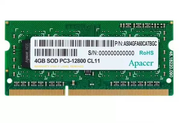 Apacer 4GB Notebook Memory - DDR3 SODIMM PC12800 @@ 1600MHz