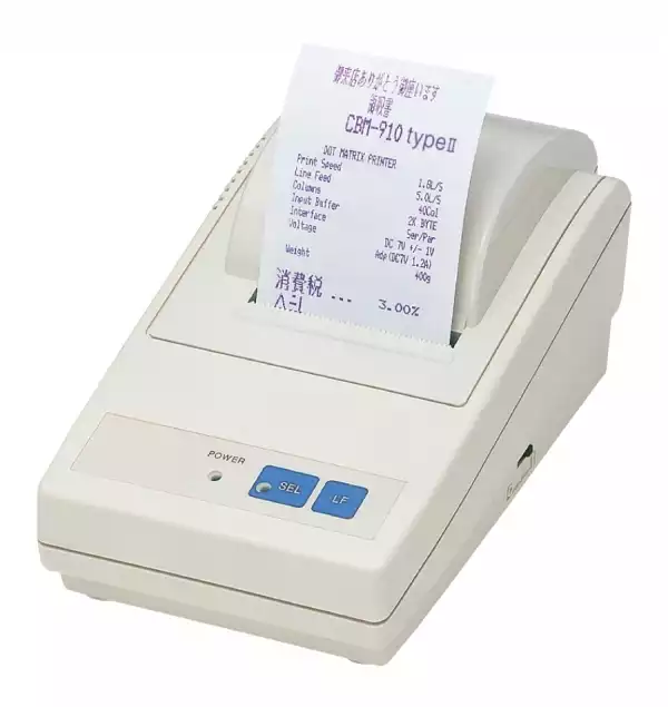 Citizen CBM-910II Dot matrix impact printer; Serial; External 230V PSU; 40 col.; White