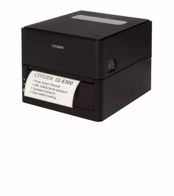 Citizen CL-E300 Printer; Peeler, LAN, USB, Serial, Black, EN Plug