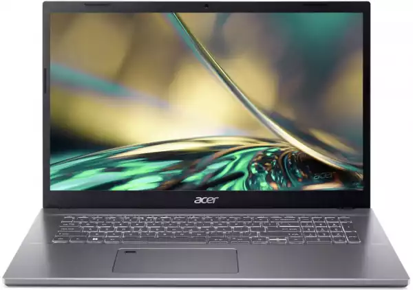 Лаптоп Acer Aspire 5, A517-53G-71KN, Intel Core i7-1260P (3.4GHz up to 4.70GHz, 18MB), 17.3" FHD IPS slim bezel LCD, 8 GB DDR4, 1024GB PCIe NVMe SSD, 1*M.2 slot free, nVidia GeForce RTX 2050 4GB GDDR6, WIFI AX, BT, HD Cam, KB Backlight, FPR, Linux, Steel Gray