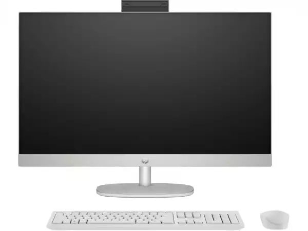 Настолен Компютър HP All-in-One 27-cr1003nu Shell White, Ultra 5-125U(up to 4.3GHz/12MB/12C), 27" FHD AG IPS + FHD IR Camera, 8GB 5600Mhz 1DIMM, 512GB PCIe SSD, WiFi 6+BT, HP Keyboard & HP Mouse, Free DOS, 2Y Warranty