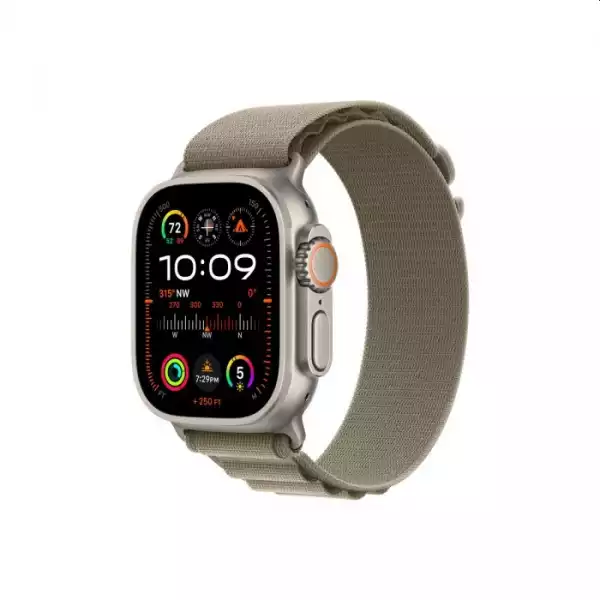 Смартчасовник Apple Watch Ultra 2 GPS + Cellular, 49mm Titanium Case with Olive Alpine Loop - Small