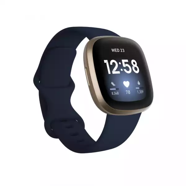 Смартчасовник Fitbit Versa 3, Midnight Soft Gold Aluminum