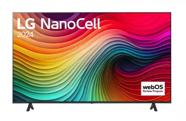 Телевизор LG 50NANO81T3A, 50" 4K HDR Smart Nano Cell TV, 3840x2160, DVB-T2/C/S2, AI Alpha 5 Gen7, HDR 10 PRO, webOS 24, ThinQ AI, WiFi, Clear Voice, AI Upscaling, Bluetooth, Hdmi, CI, LAN, AirPlay2, SPDIF, 2 Pole stand, Titan