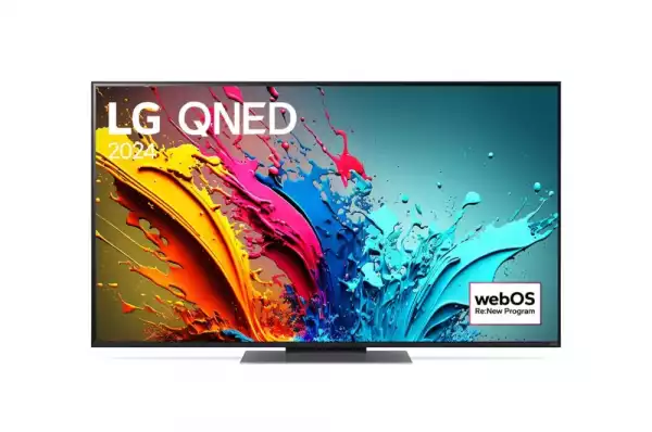 Телевизор LG 55QNED86T3A, 55" 4K QNED HDR Smart TV, 100Hz, 3840x2160, DVB-T2/C/S2, a8 AI Processor 4K, HDR 10 PRO, webOS 24 ThinQ, FreeSync Compatible, VRR, Multi View, 4K Upscaling, WiFi 5, Voice Controll, Bluetooth 5.1, AirPlay 2, LAN, CI, HDMI, SPDIF, 2 pole
