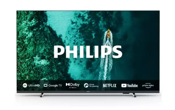 Телевизор Philips 55PUS7409/12, 55" 4K UHD LED, 3840x2160, DVB-T/T2/T2-HD/C/S/S2, 60Hz, Pixel Precise UHD, HDR+, Google TV, Dolby Atmos, VRR, 3*HDMI, 2*USB, 802.11ac, 20W RMS, Black