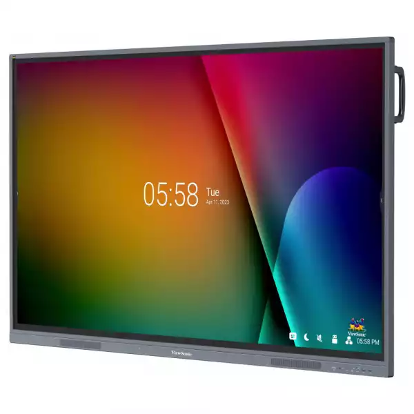 Дисплей ViewSonic IFP6533, 65" IPS DLED Panel, 40 points infrared multi touch, Anti-Glare, 7H, 3840x2160 UHD, 400cd/m2, 5000:1, 8ms, ARM Quad-core Cortex-A55*4, 4GB DDR4, 32GB, VGA, 3x HDMI, RS232, USB-C, 5x USB, LAN, OPS slot, WiFi slot, Speakers, Camera plate, Android 11, VESA, Black