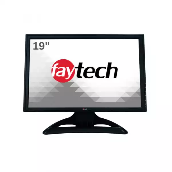 Индустриален Тъч Монитор FAYTECH 1010502250 FT19TMB, 19 inch, 5-Wire Resistive, 1440x900, 16:10, 250 cd/m2, 1000:1, 170/160, Anti Glare, 3H, -10 ~ +60, VGA, HDMI, DP, 12V DC-in, PC-Audio, Serial, VESA, Black