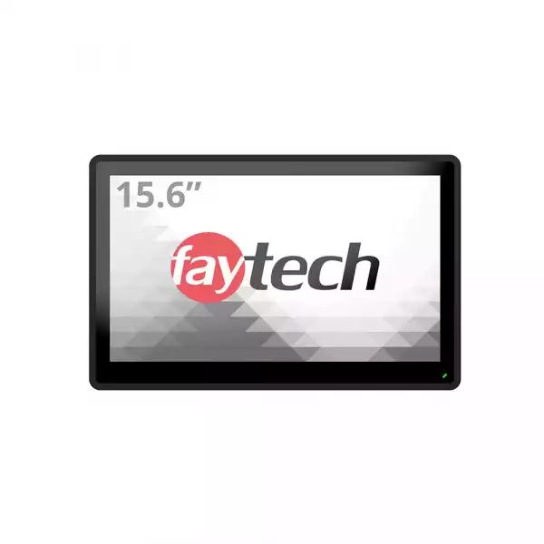 Монитор Faytech 4010077707 FT156TMCAPOB, 15.6", Optically bonded, 10-Finger-Multi Touch Capacitive, 16:9, 1920 x 1080, 220cd/m2, 800:1, AG, 7H, VGA, HDMI, DP, USB-B, PC-Audio, 12V DC-In, IP 65 front / IP40 back, Speakers, 24/7, VESA, 4 x Clamp support, Black