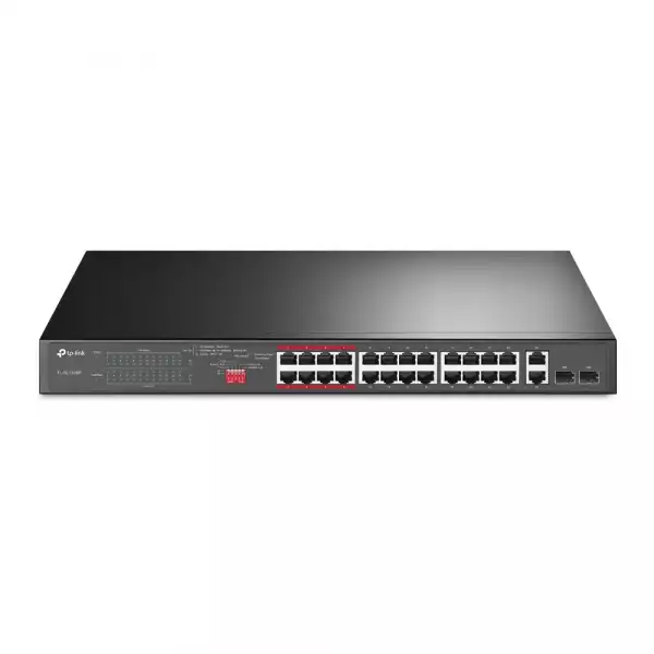 24-портов неуправляем 10/100 Mbps комутатор TP-Link TL-SL1226P с 2-гигабитни PoE+ порта