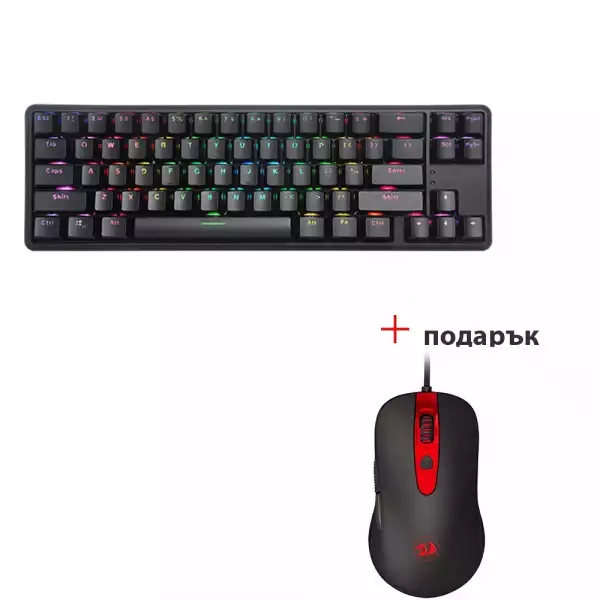 Клавиатура Delux KM32 механична геймърска USB Type-C/Bluetooth v5.0 Rainbow RGB LED