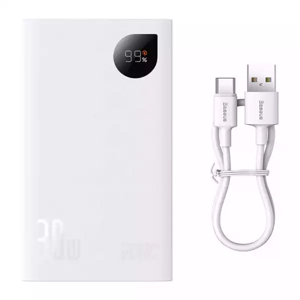 Външна батерия Baseus Adaman2 20000mAh 30W 2 x USB PPAD050002 - бяла