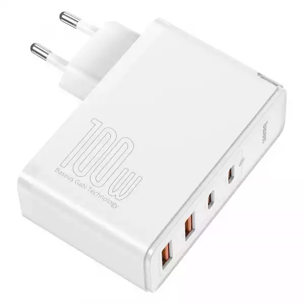 Зарядно устройство Baseus GaN2 Pro 2x USB Type-C / 2x USB 100W CCGAN2P-L02 - бял