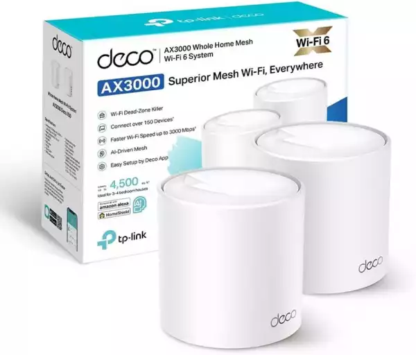 Access Point TP-Link Deco X50, 2 pack, 3x LAN/WAN, 2.4/5 GHz, 574 - 2402 Mbps, Gigabit