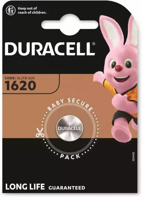 Бутонна батерия DURACELL CR-1620, 3V, Литиева