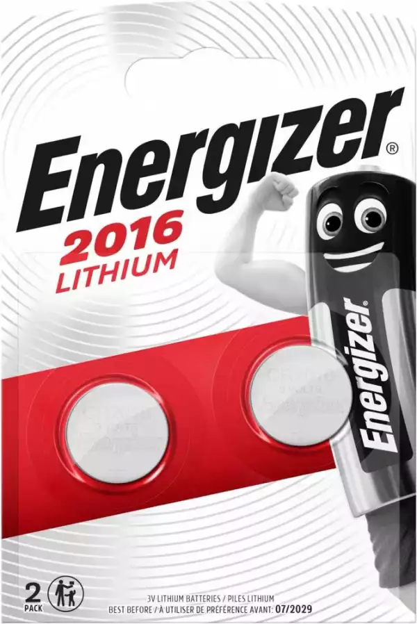 Бутонна батерия литиева ENERGIZER CR2016, 3V, 2 бр. в блистер