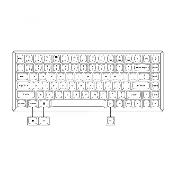 Геймърска механична клавиатура Keychron K2 Pro Hot-Swappable Keychron K Pro Mechanical Brown Switch, White Backlight Plastic Frame