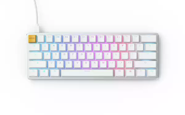 Геймърскa механична клавиатура Glorious White Ice GMMK RGB Compact, Gateron Brown US Layout