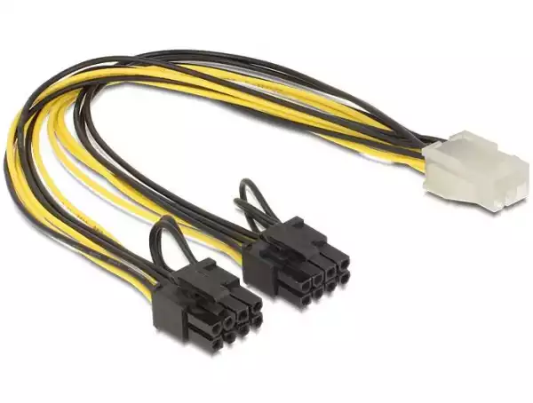 Кабел DeLock PCI Express power 6 pin женско > 2 x 8 pin мъжко, 30 cm